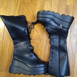 NWOT Womens Combat Boots Black High Platform
